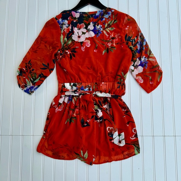 Gianni Bini Orange Floral Romper - Picture 2 of 4